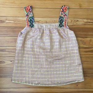 Shimmer blouse with embroidered straps✨